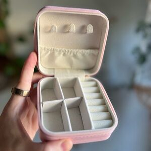 My Jewellery Pink Travel Jewelry Box – Mini Ring & Earring Organizer – 3.5x3.5